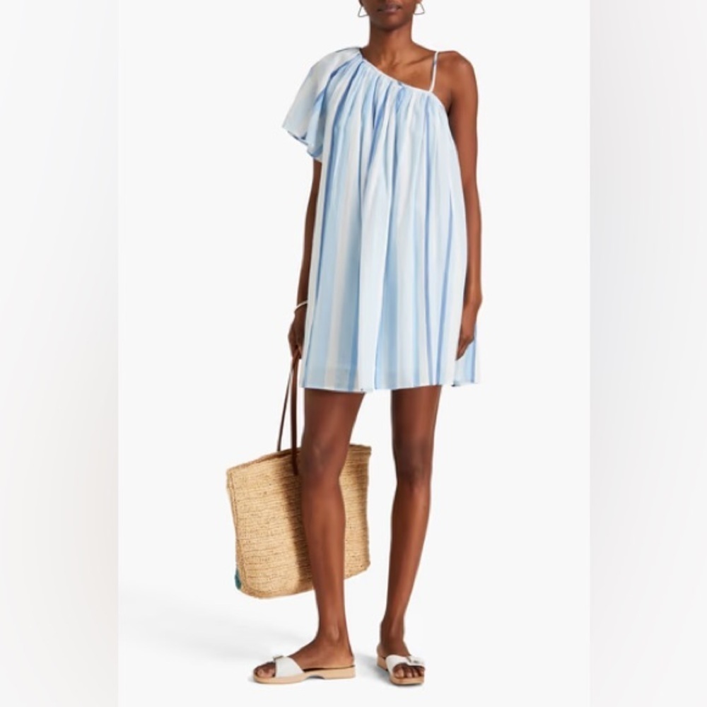 Claudie Pierlot Striped cotton-mousseline mini dress size 2 White Blue